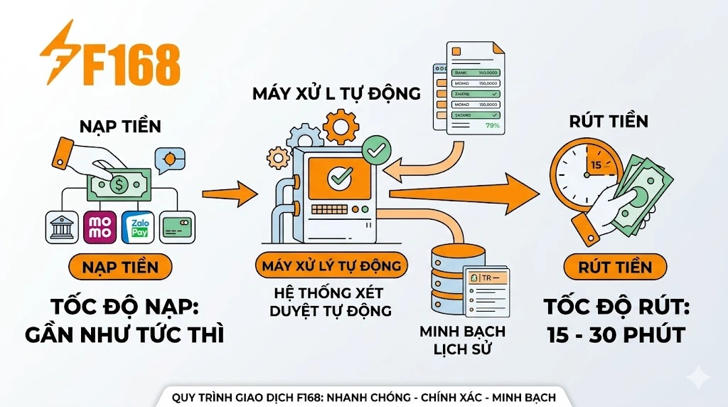 F168 Có Uy Tín Không? Đánh Giá Phân tích quy trình giao dịch nạp và rút tiền
